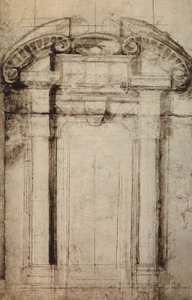 Architectonische studie voor een portaal door Michelangelo Buonarroti